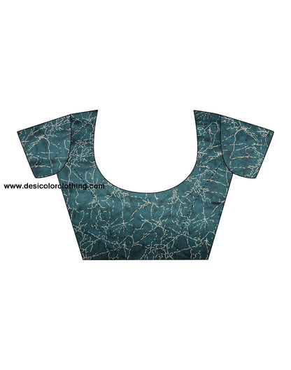 Teal Georgette Printed Saree