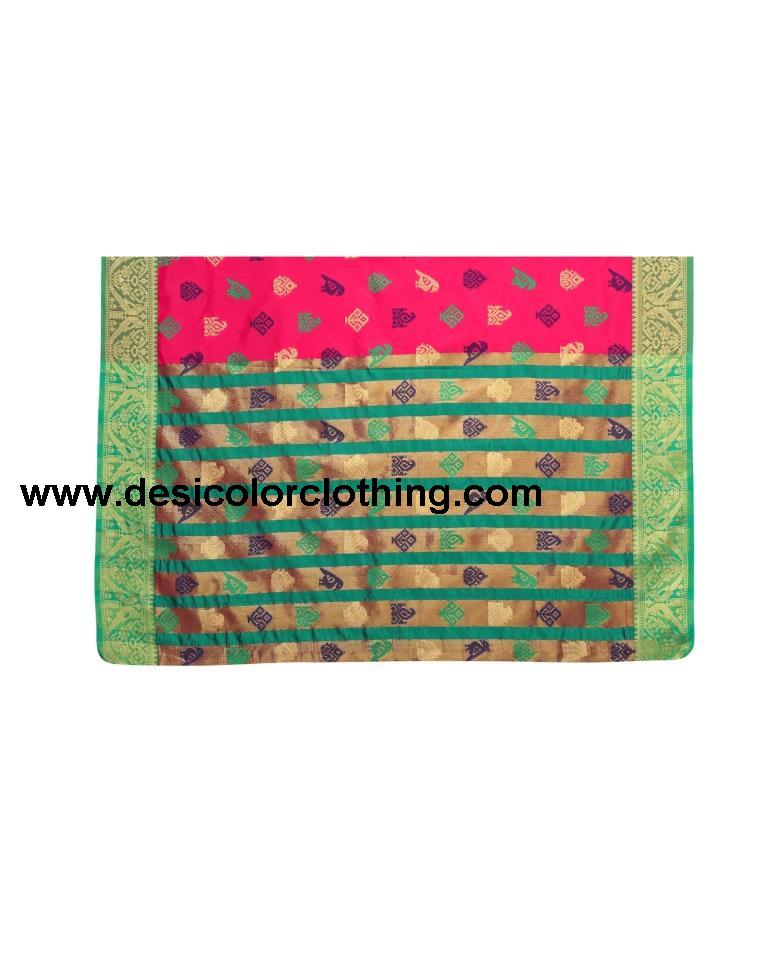 Pink Coloured Poly Silk Jacquard Partywear saree