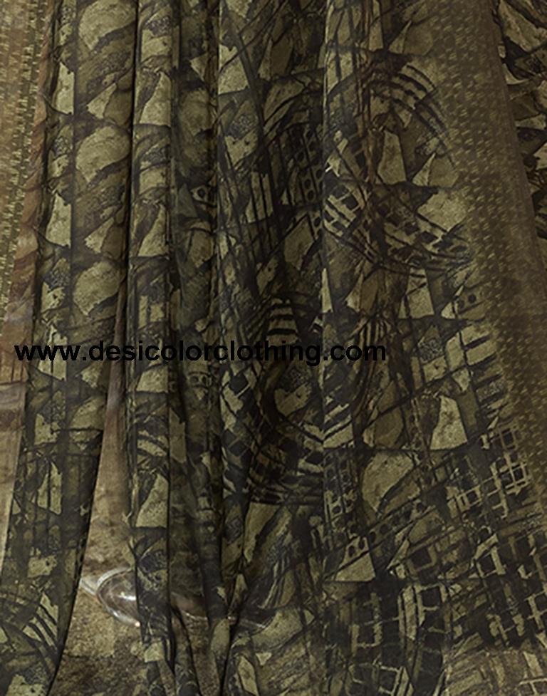 Dark Green Georgette Printed Sarees