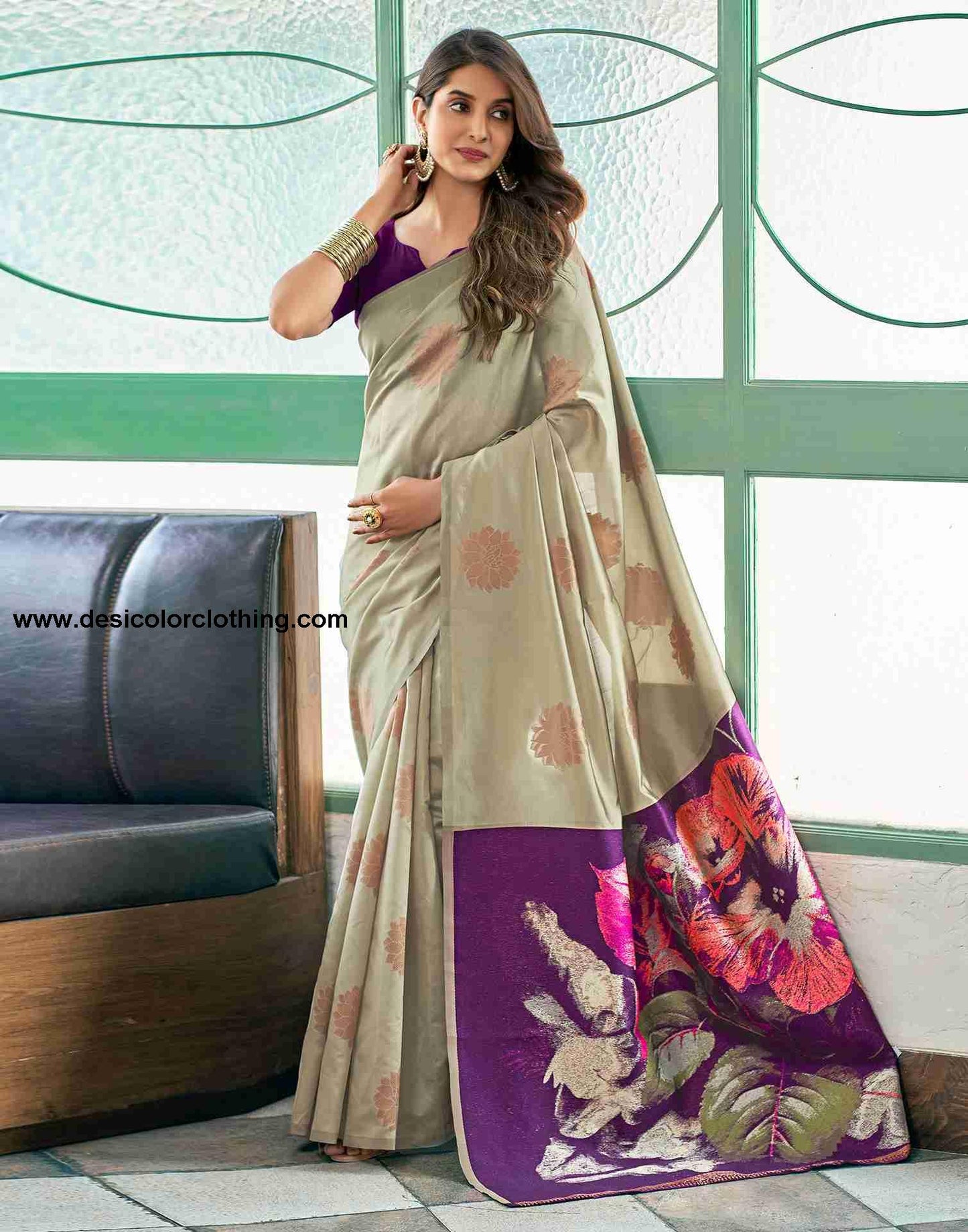 Purple Silk Woven Saree