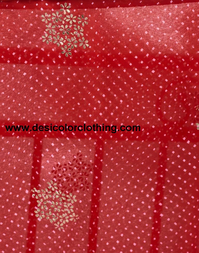 Red Georgette Printed Saree
