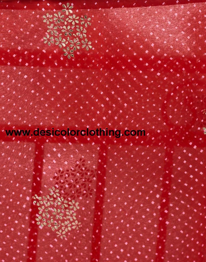 Red Georgette Printed Saree