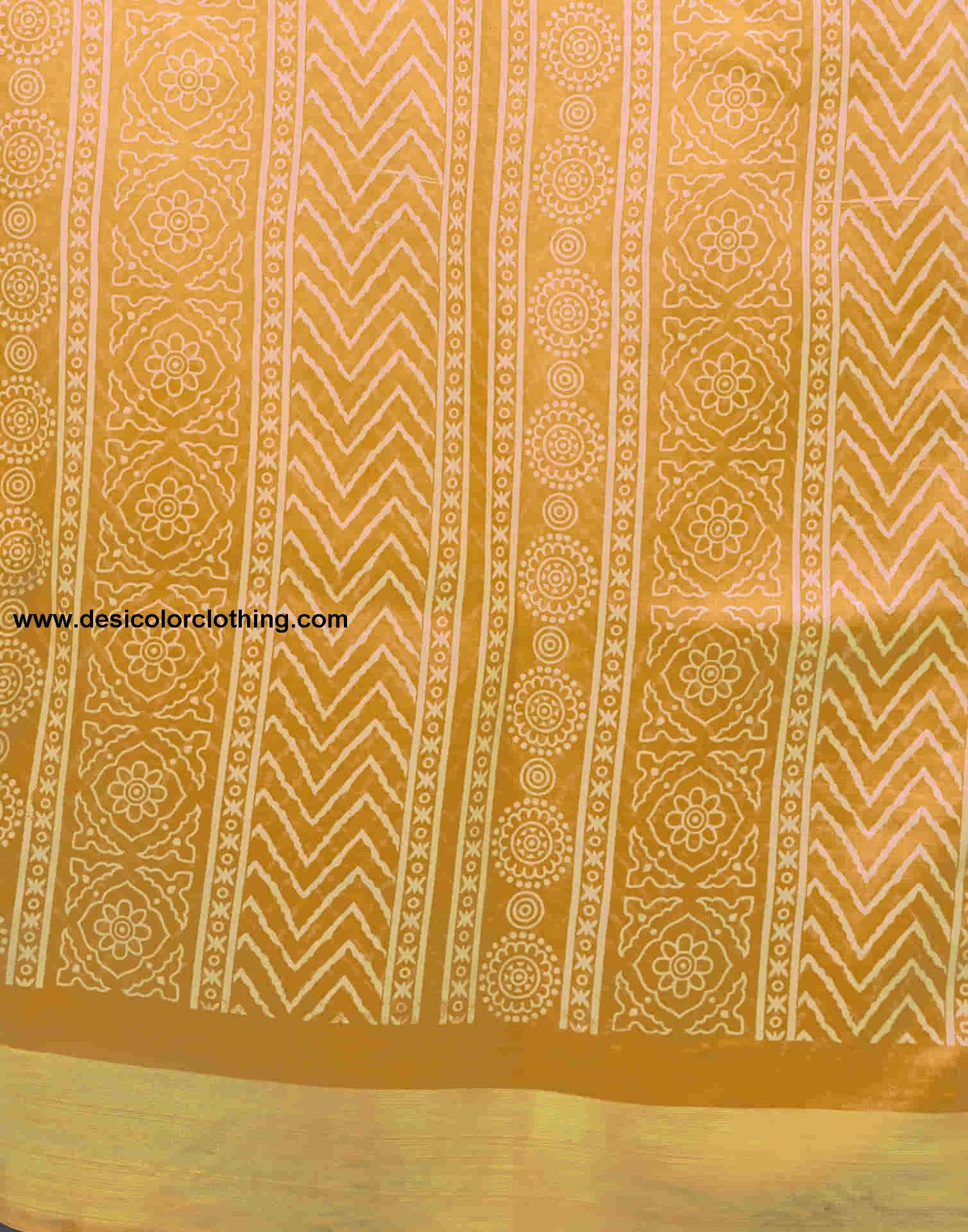 Turmeric Yellow Cotton Printed Saree