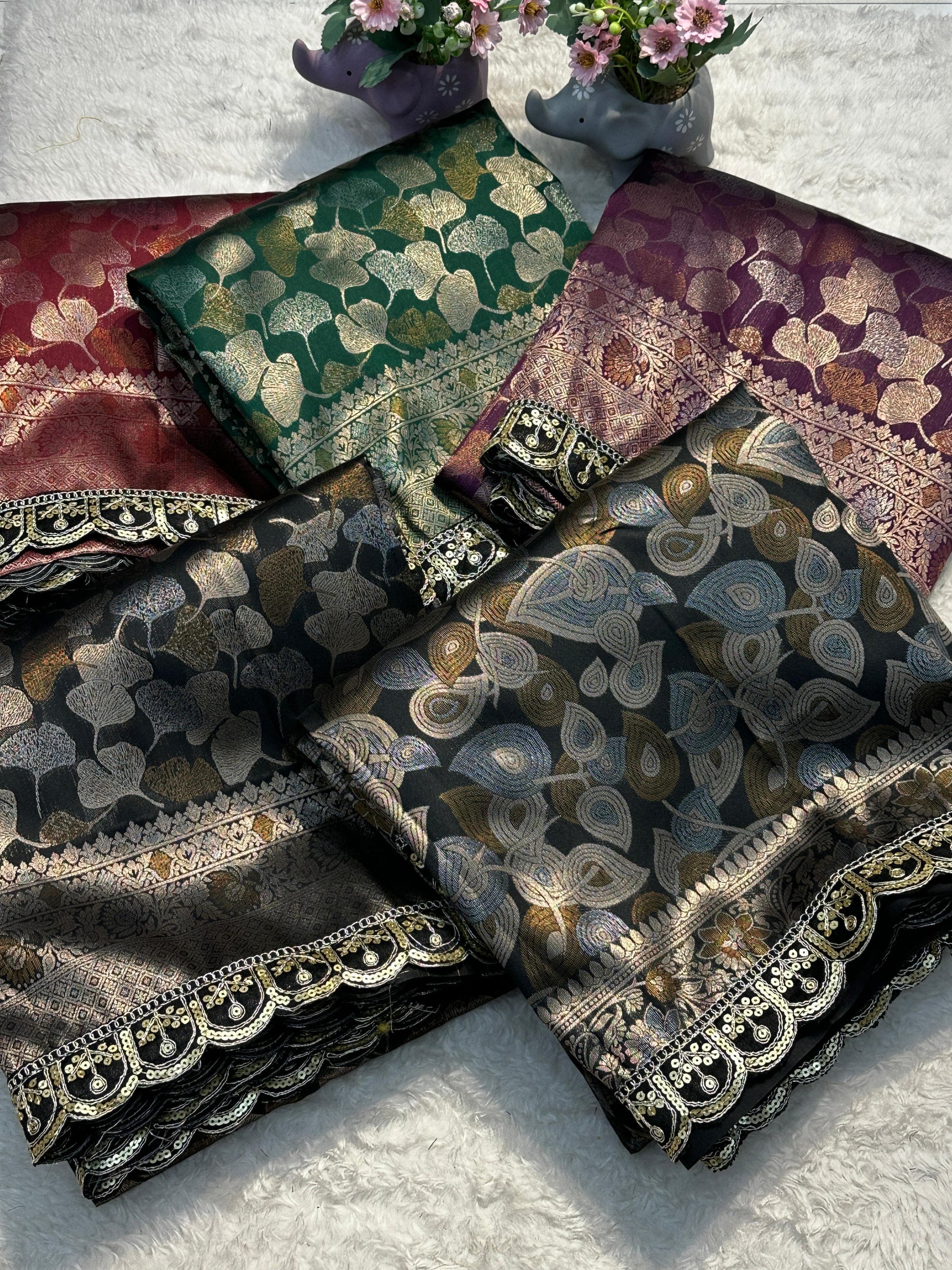 Product Image - Elegant Pure Soft Silk Saree with Embroidery