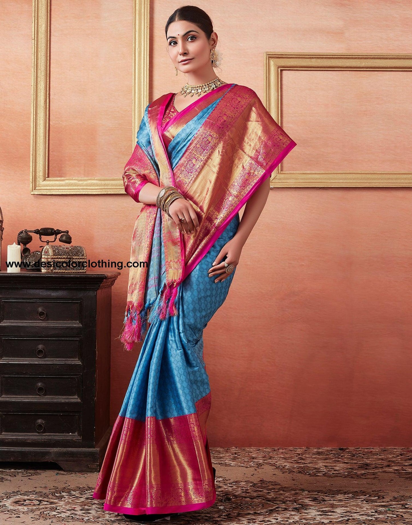 Blue Silk Weaves Saree