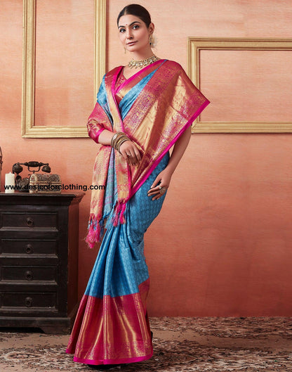 Blue Silk Weaves Saree