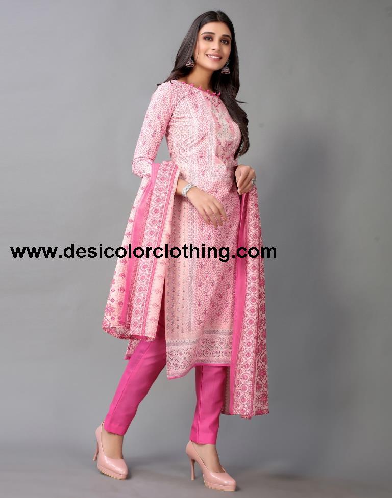 Printed Cotton Unstitched Salwar Suit Material