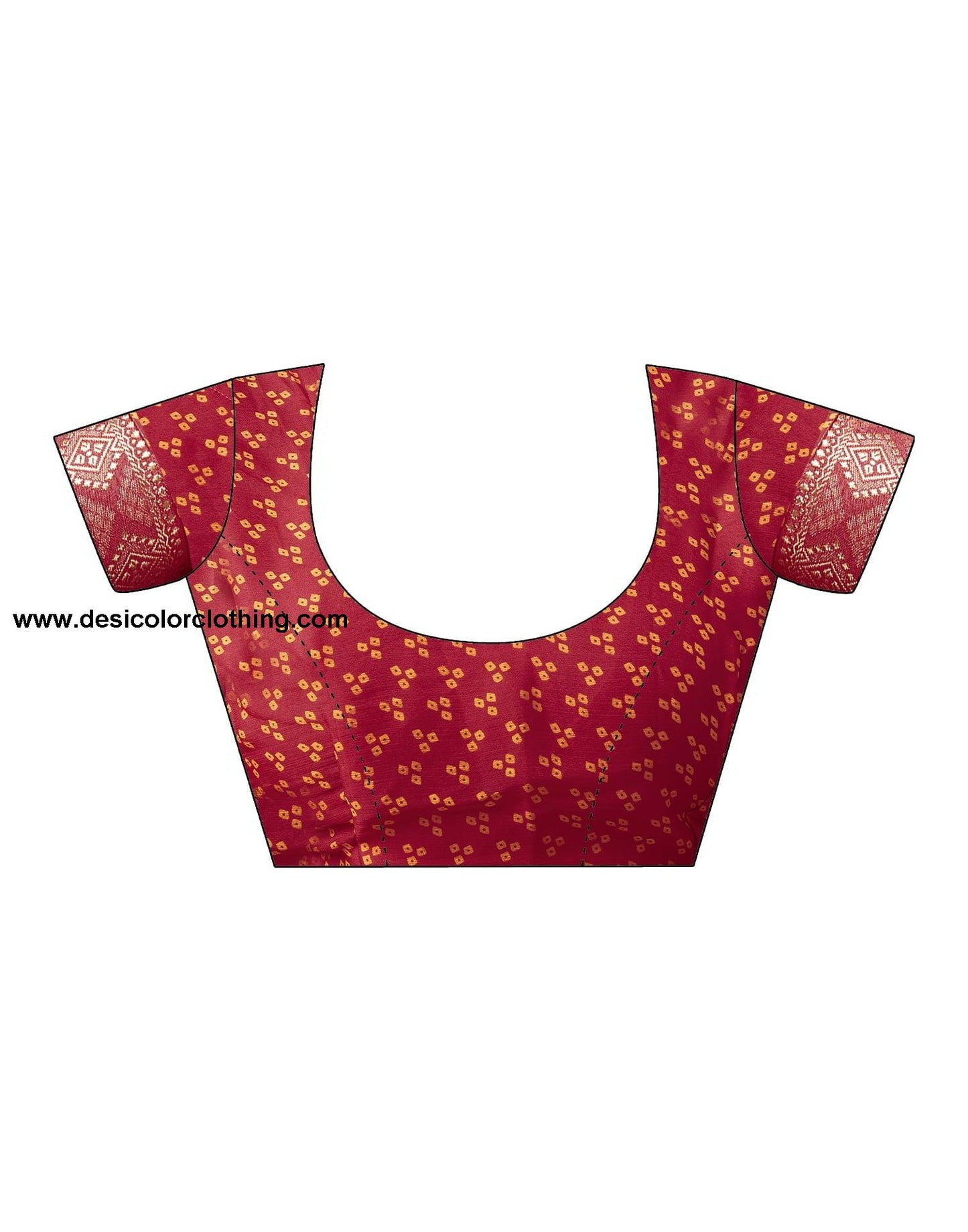 Red Bandhani Chiffon Saree