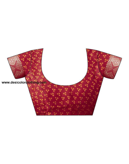 Red Bandhani Chiffon Saree